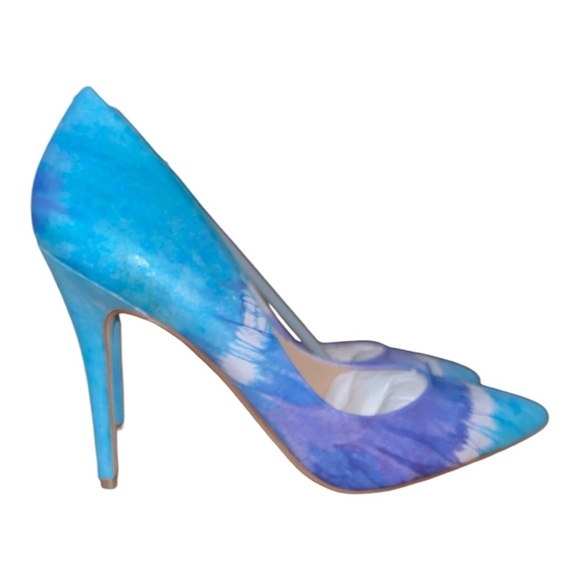 NIB Charles by Charles David stilettos size 9 tye die leather blue artsy fall - Picture 3 of 11
